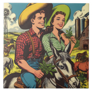 Azulejo Historietas de parejas de amor de la granja de cos
