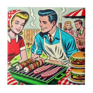 Azulejo Historietas de parejas de parrilladas de época