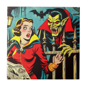 Azulejo Historietas de vampiros de terror retro