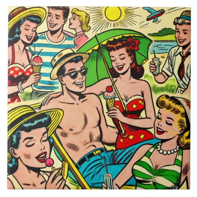 Azulejo Historietas de verano antiguas (Frente)