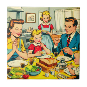 Azulejo Historietas familiares de Retro Happy