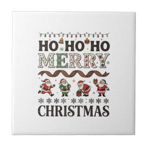 Azulejo Ho Feliz Navidad Cintas de Cuadros de Papá Noel