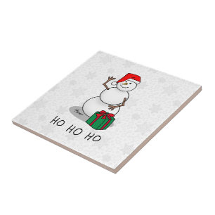 Azulejo Ho Ho Ho Ho Ho Feliz Navidad Santa Cute Snowman