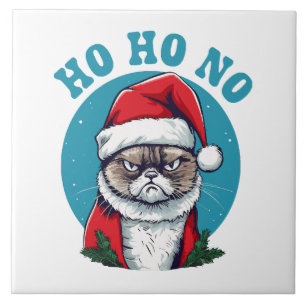 Azulejo Ho ho no - divertido gato gruñón de santa