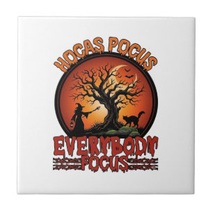 Azulejo Hocas Pocus Todos Enfóquense Árbol Embrujado Gato