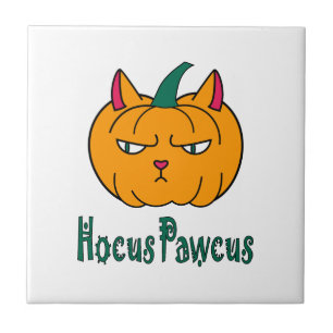 Azulejo Hocus pawcus calabaza de Halloween gato jengibre m