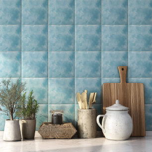 Azulejo Hogar Costero Moderno con Acuarela Azul