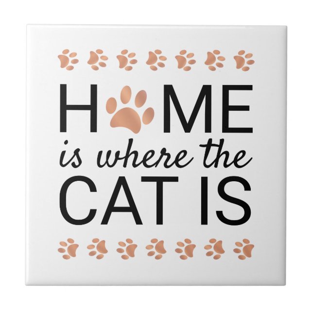 Azulejo Hogar Es Donde Está El Gato Estampados De Huellas  (Frente)