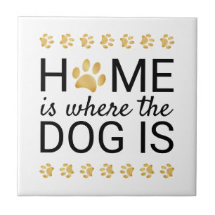 Azulejo Hogar Es Donde Está El Perro Huellas De Pezuña De