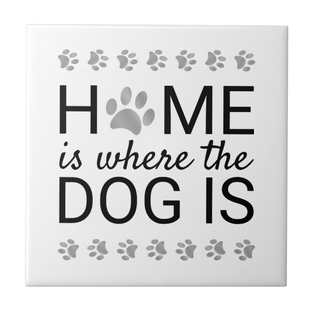 Azulejo Hogar Es Donde Está El Perro Huellas De Pezuñas De (Frente)