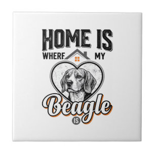 Azulejo Hogar es donde está mi Beagle Diseño Vintage de Pe