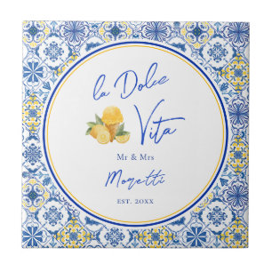 Azulejo Hogar Mediterráneo Personalizado para Recién Casad