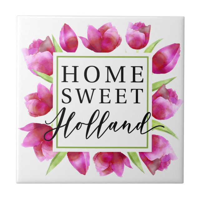 Azulejo Hogar Sweet Holland: Regalo de tulipanes rosados h (Frente)