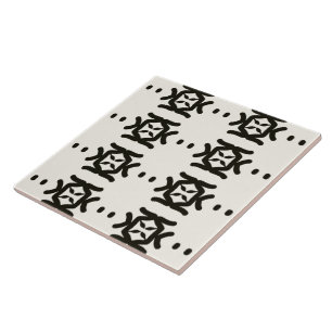 Azulejo Hogar tribal Zen Garden Caminar en blanco y negro