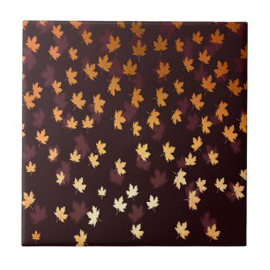 Azulejo Hoja de arce dorada en rojo oscuro