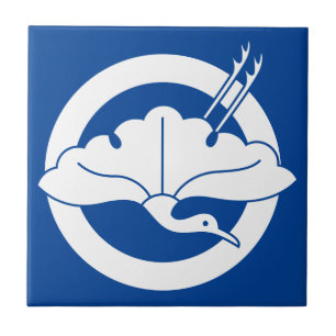 Azulejo Hoja de ginkgo en forma de grulla en círculo