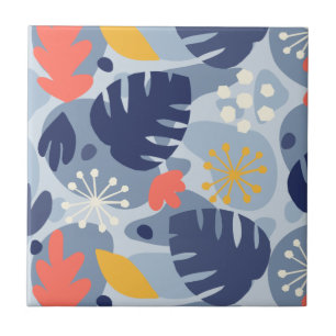Azulejo Hoja de Mod Monstera Abstracto Tropical Hawaiano -
