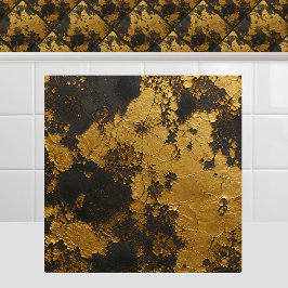 Azulejo Hoja de oro artesanal sobre hierro negro envejecid