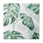 Azulejo Hoja dividida de palmas tropicales<br><div class="desc">"Split Leaf II" de Grace Popp. Una paleta muda de vegetación tropical.</div>