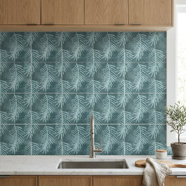 Azulejo Hoja Tropical Acuarela Verde Turquesa