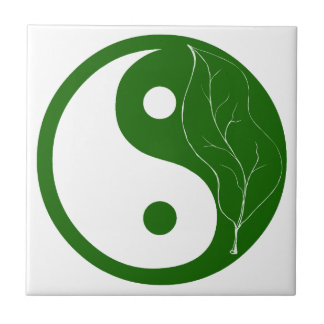 Azulejo Hoja Verde de la Naturaleza Yin Yang Tile