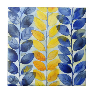 Azulejo Hojas amarillas y azules