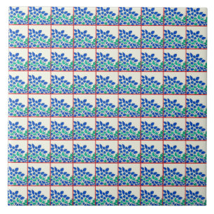 Azulejo Hojas azules Tile cerámico