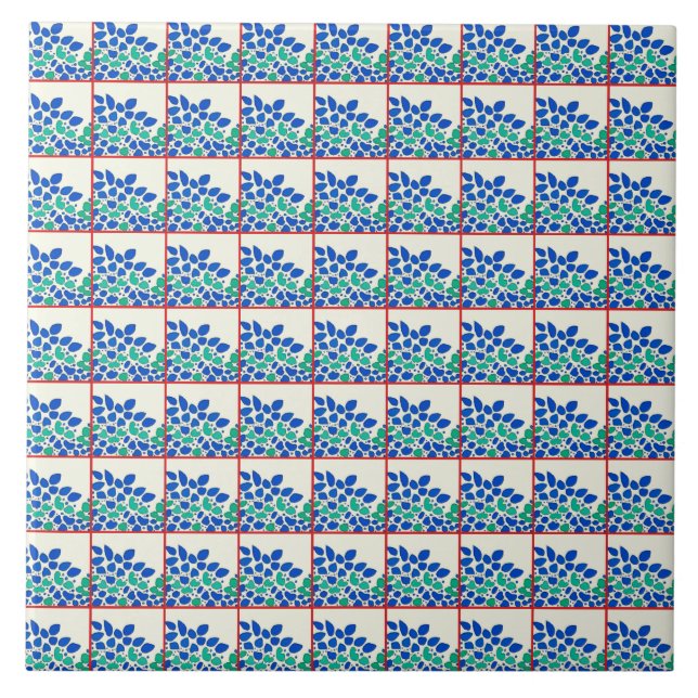 Azulejo Hojas azules Tile cerámico (Frente)