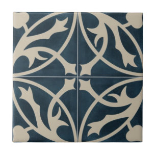 Azulejo - Hojas Azules y Marfil