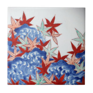 Azulejo Hojas de arce vintage en olas
