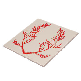 Azulejo Hojas de cedro en mosaico de cerámica beige