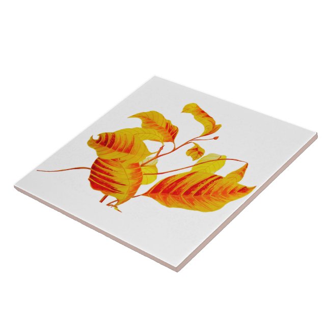 Azulejo Hojas de dogwood sobre mosaico cerámico (Lado)