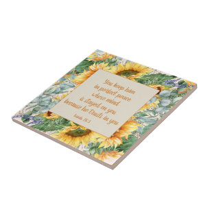 Azulejo Hojas de girasol Versículo de la Biblia Mantén la
