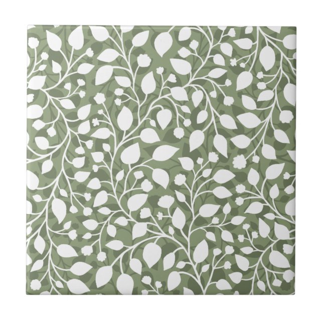 Azulejo Hojas de hoja elegante con cascada de hojas de fol (Frente)