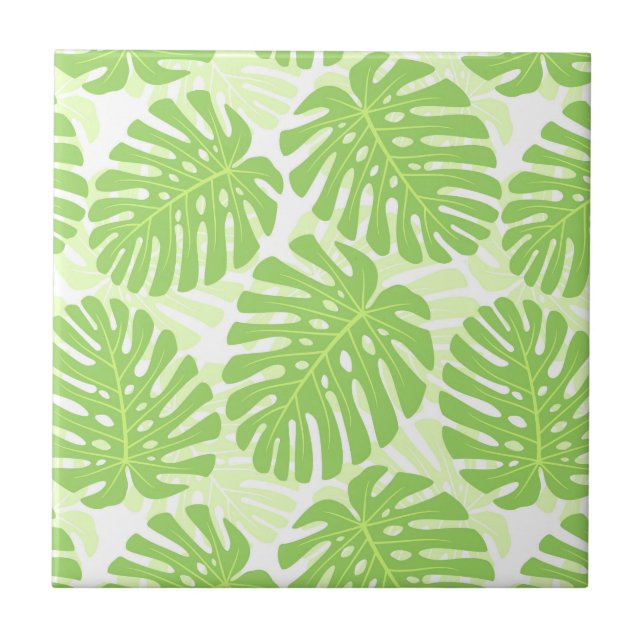 Azulejo Hojas de la planta tropical - modelo de Monstera (Frente)