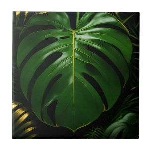 Azulejo Hojas de Monstera Gold Jungle Glamour
