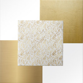 Azulejo Hojas de oro blancas de Glam
