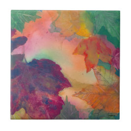 Azulejo Hojas de otoño a lo largo de la costa en Nueva Ing