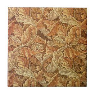 Azulejo Hojas de otoño Acanthus marrón de William Morris