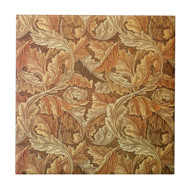 Azulejo Hojas de otoño Acanthus marrón de William Morris (Frente)