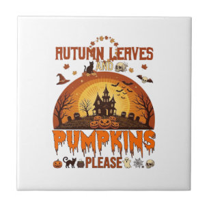 Azulejo Hojas de Otoño Calabazas Por Favor Halloween Casa