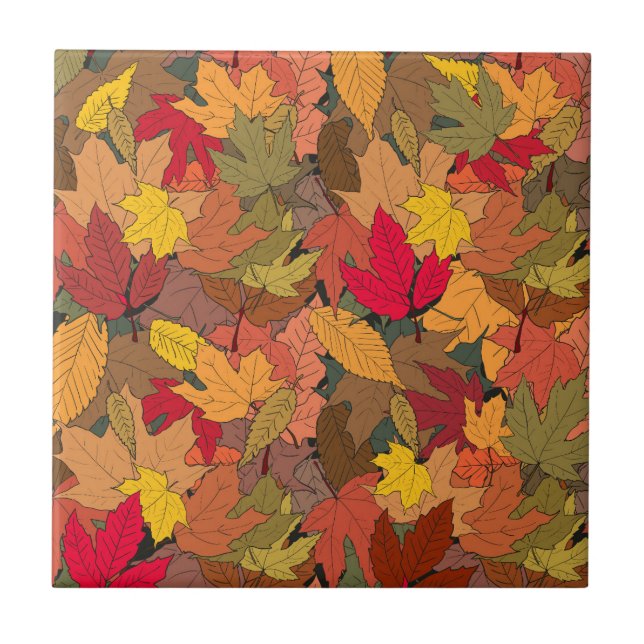 Azulejo Hojas de otoño coloridas (Frente)