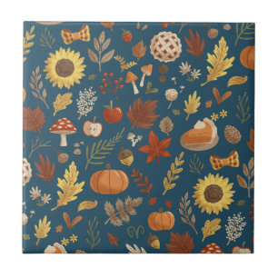 Azulejo Hojas de Otoño con un Toque de Acción de Gracias