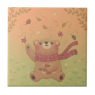Azulejo Hojas de otoño de Teddy Bear