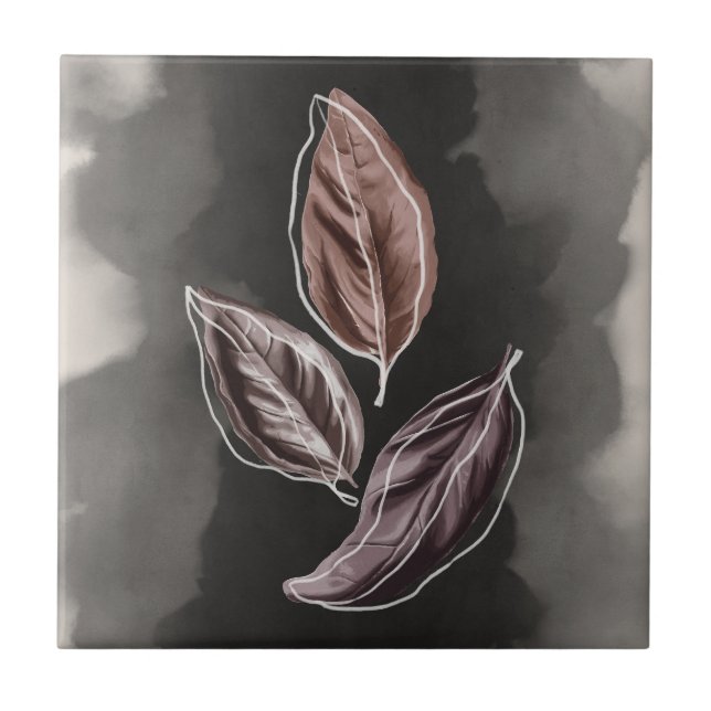 Azulejo Hojas de otoño en el tono de la tierra a mediados  (Frente)