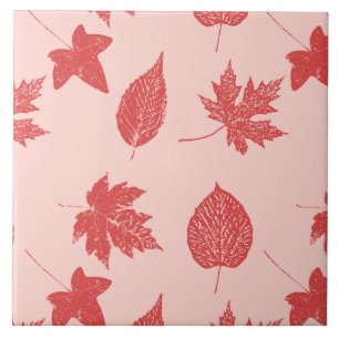 Azulejo Hojas de otoño - naranja coral y rosa