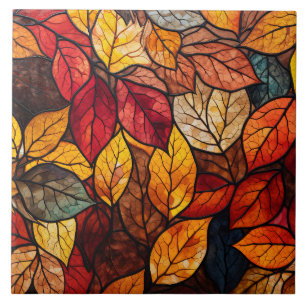 Azulejo Hojas de otoño Vidrio teñido