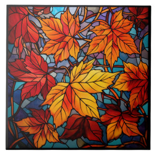 Azulejo Hojas de otoño Vidrio teñido 