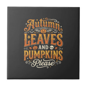 Azulejo Hojas de Otoño y Calabazas Diseño de Halloween Por