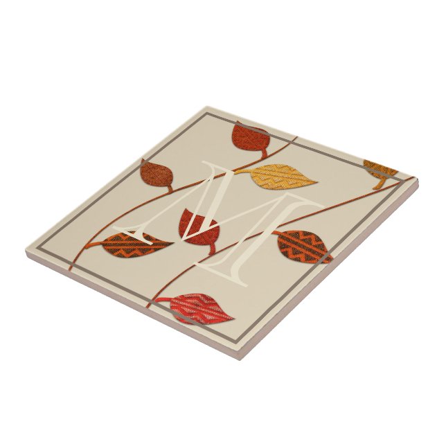 Azulejo Hojas de paleta de otoño añaden su mosaico de mono (Lado)